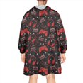 thumbnail image 2 of Wearable Oversized Blanket,Red Controllers Games Icons Black Pattern Wearable Blanket Hoodie for Adults,Cozy Hooded Blankets with Super Pockets,Super Warm Fuzzy Pullover for Women & Men, 2 of 6