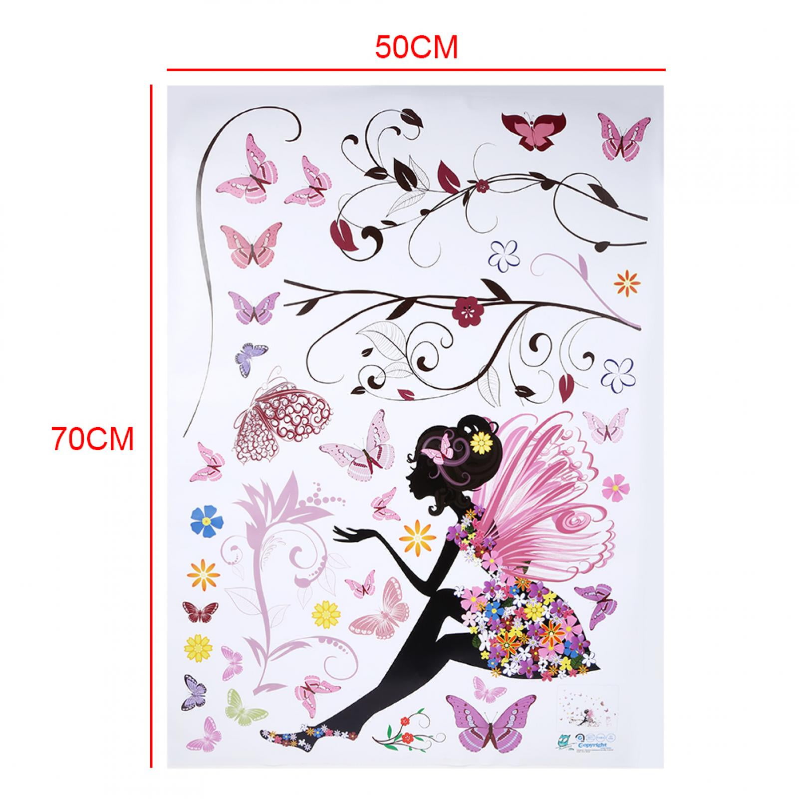 Pegatina De Pared De Mariposas Y Pestañas – Vinilo Extraíble Para Dormitorio De Niñas