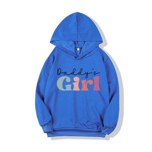 Milgrthf Hoodies for Girls Long Sleeve Letter Print Hooded Sweatshirts Soft Cotton Pullover Tops Dark Blue 5 Years