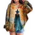 thumbnail image 3 of Grblisyd Halloween Hoodie For Girls Casual Long Sleeve Witches Party Sweatshirt Fashion Flowers Printed Tops, 3 of 5
