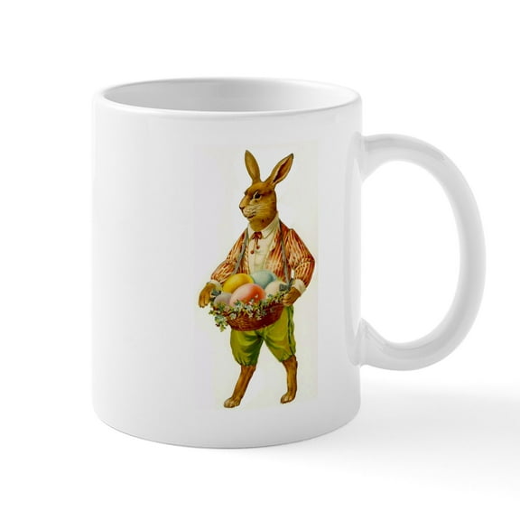 CafePress - Antique Easter Bunny Basket Gift Coffee Mug - 11 oz Ceramic Mug - Novelty Coffee Tea Cup