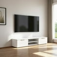 thumbnail image 2 of FurniFact White High Gloss TV Cabinet - Stylish TV Stand with Drawers and Shelves, 2 of 6
