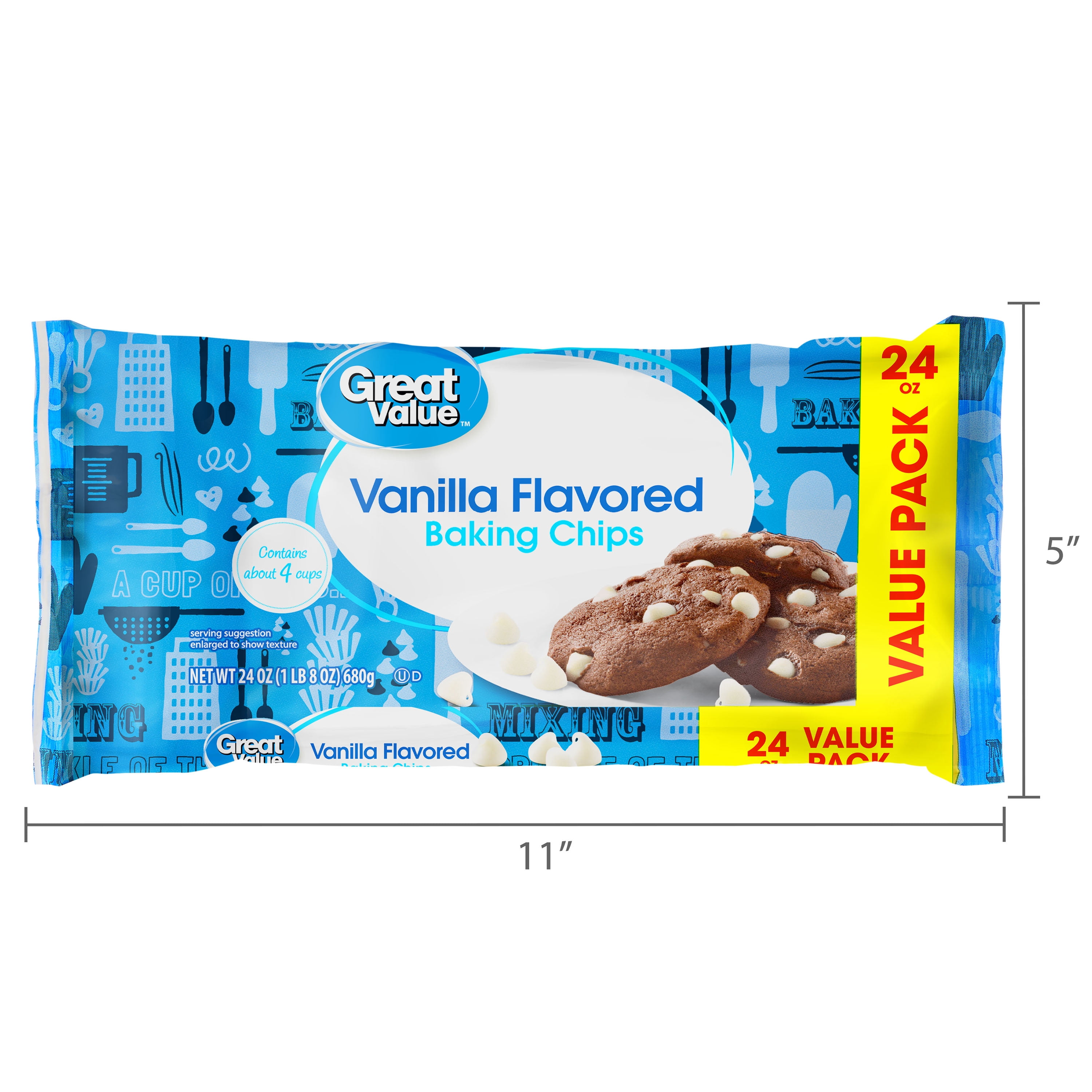 Great Value Vanilla Flavored Baking Chips, 24 oz Bag