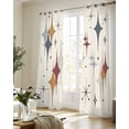 thumbnail image 5 of Grey Yellow Diamond Sheer Curtains 63 Inch Length 2 Panels Set for Living Room/Bedroom, Modern Geometric Middle Century Beige Kitchen Curtains Grommet Semi-Sheer Curtains Window Treatments 42"x63"x2, 5 of 7