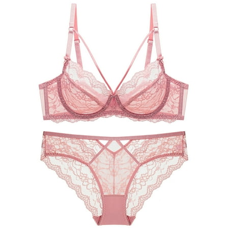 GENGING Lingerie for Women Thin Sponge Transparent Bra With Large Chest And Small Lace Women s Nightwear SexyLingerie Bra Set
