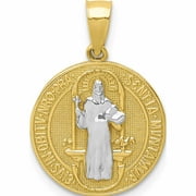 10K Yellow With Rhodium San Benito Medal Pendant Made In United States -Jewelry By Sweet Pea