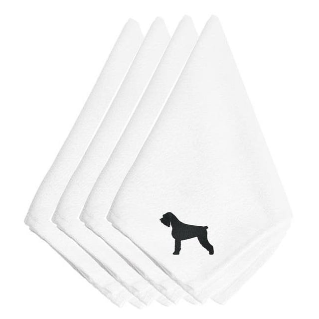 Caroline's Treasures BB3473NPKE Serviettes Brodées Géantes Schnauzer, Ensemble de 4