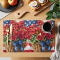 thumbnail image 2 of Independence Day Placemats Set of 2, Vintage USA Flag Red Flower Non-Slip Place Mats Washable Table Mats for Kitchen Dining Table Decorations Indoor/Outdoor, 2 of 9