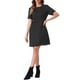thumbnail image 2 of Vestido de Tweed para Mujer INSPIRE CHIC con Cuello Redondo, Mangas Cortas, Elegante, Largo hasta la Rodilla, Color Negro, 2 of 6