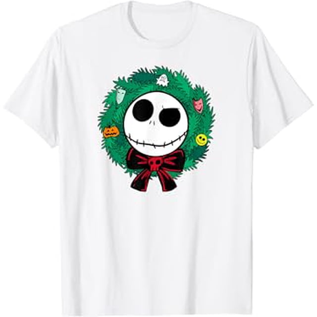 Onimn Jack Skellington T-Shirt Graphique Couronne de Vacances