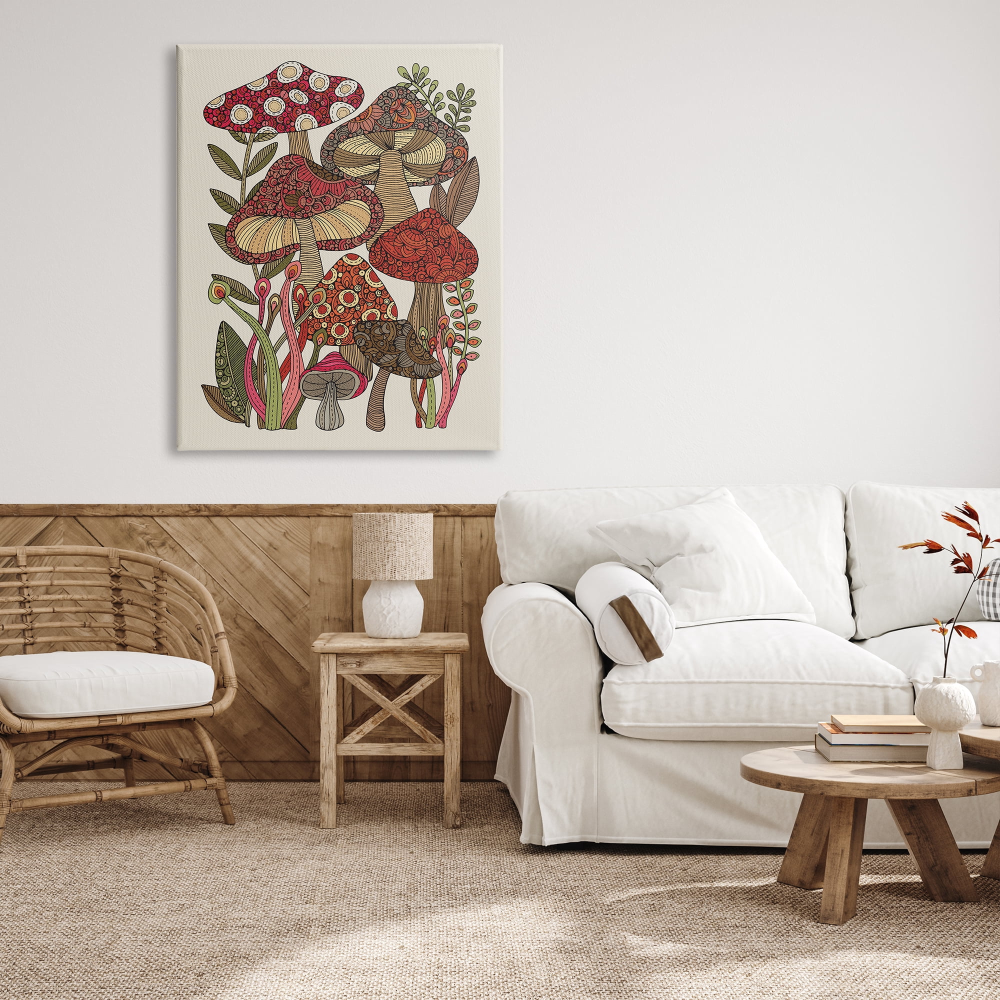 Stupell Industries Layered Mushrooms Nature Botanicals Intricate Floral Patterns Graphic Art Gallery Wrapped Canvas Print Wall Art, Design by Valentina Harper