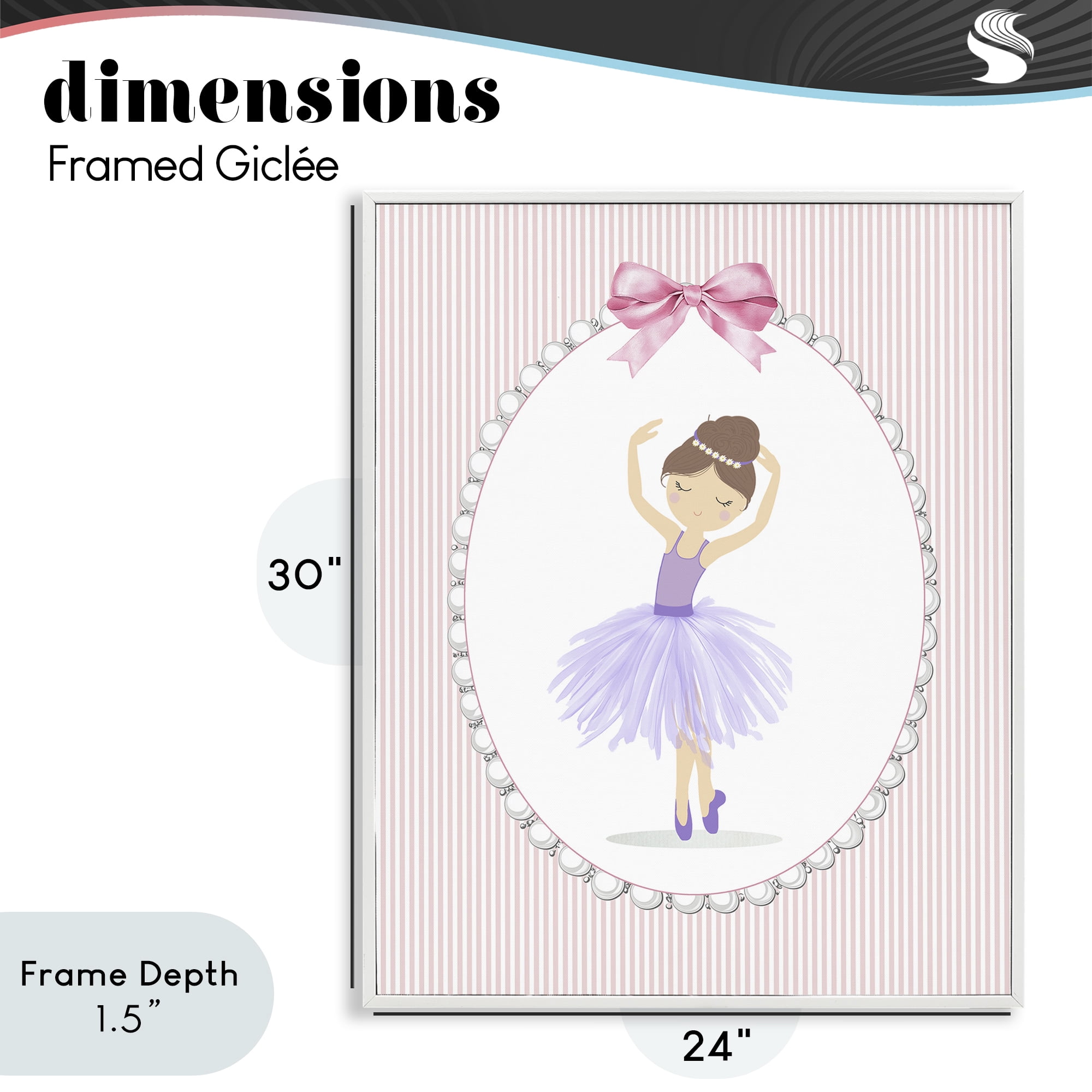 Stupell Industries Graceful Dance on Stripes White Framed Giclee Art, design by Christine Simpson Art