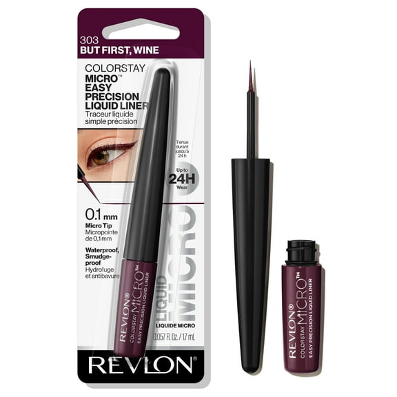 Revlon ColorStay Micro Easy Precision Liquid Eyeliner, 24hr Coverage, 303 But First, Wine, 0.057 fl oz