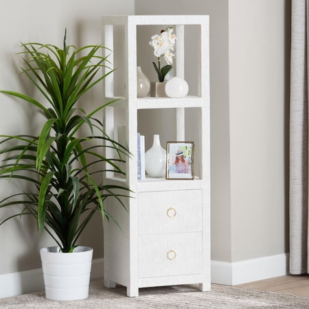 bali & pari Xavier Boho Storage Cabinet 2-Drawer White