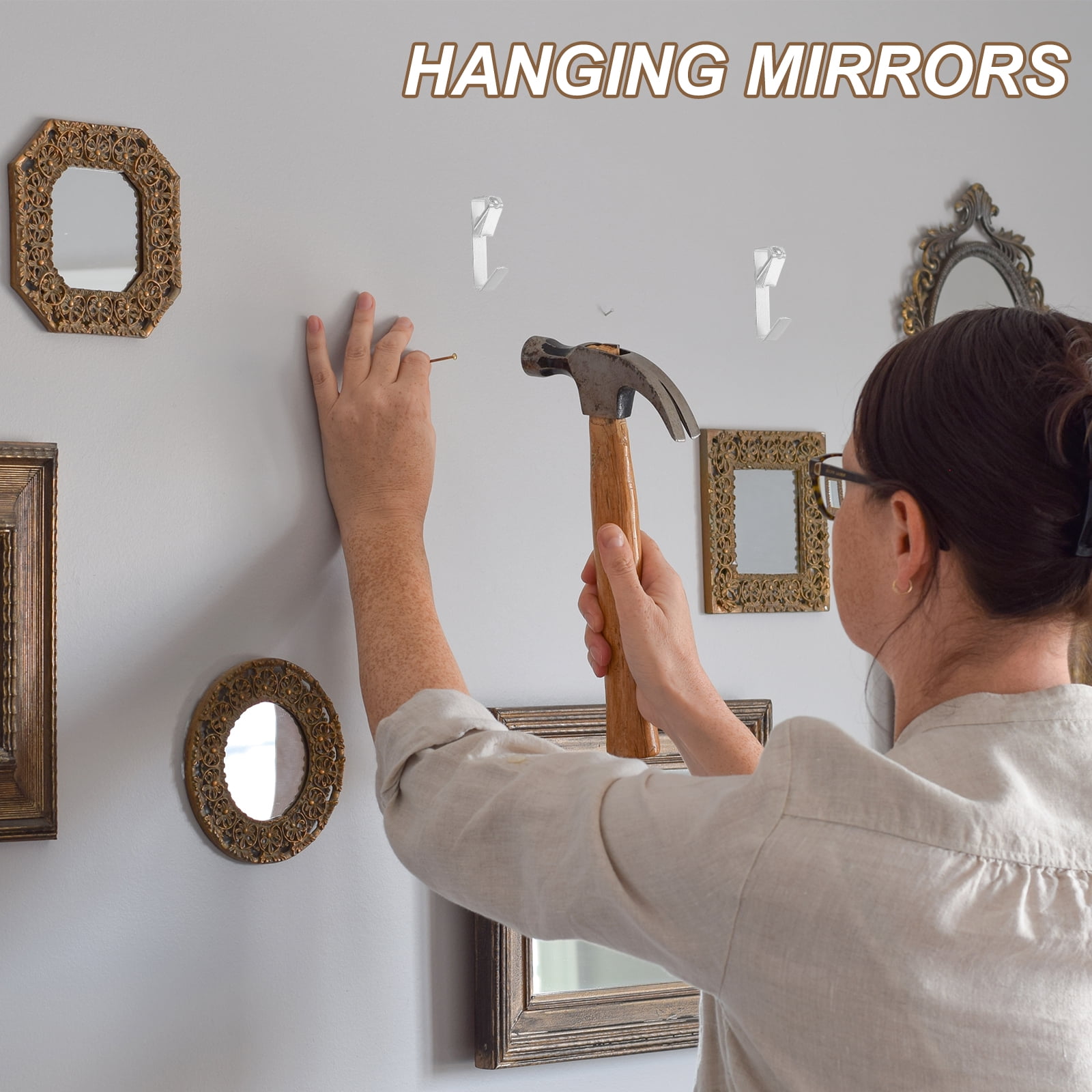 Uxcell 38 Pcs Picture Hangers, 100lb Picture Hanging Hooks Hardware Drywall Frame Hangers Painting Wall Hooks with Nails for Pictures Clocks Mirrors, Home Decoration, Silver