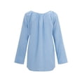 thumbnail image 2 of Blusa de mujer Camisa de color sólido de manga larga Costura de encaje Blusa suelta informal Ropa de otoño, Azul, XXL sidaley AP003723-25, 2 of 5
