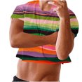 thumbnail image 4 of Yaoyar Mens Graphic Crop Midriff-Baring Short-Sleeved Round Neck Casual Top Printed Design Street Style Comfort Short Sleeve Shirt, 4 of 8