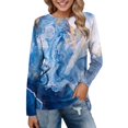 thumbnail image 1 of EIMELI Hauts Quotidiens pour Femmes Manches Longues Confortables Blouse à Imprimé Dégradé Tunique Décontractée Manches Longues Col Rond Chandail Chemises, 1 of 4
