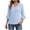 Light Blue, variant on Women's V-Neck Chiffon Blouse with Ruffle Sleeves, Elegant Three-Quarter Sleeve Casual Top for Daily Wear and Outings