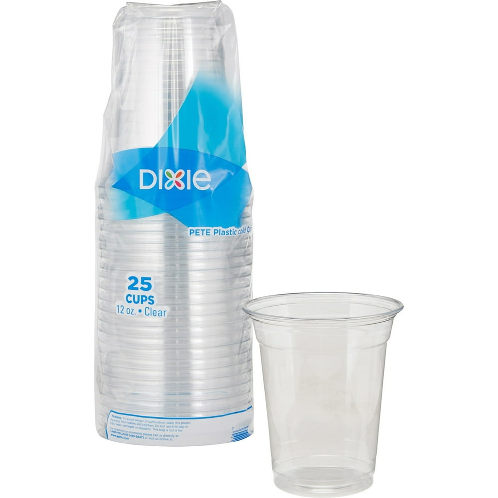 Dixie DXECPET12DXPK Clear Plastic Cold Cups, 25 / Pack, Clear, 12 fl oz