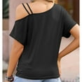 thumbnail image 4 of SOMER Women's Tops 2025 Off the Shoulder T Shirts for Women Summer Tops Loose Tops Color Block, 4 of 5