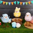 thumbnail image 2 of MuñEcos de PáJaros de Peluche de Pascua, Adornos NavideñOs de Estatuilla de PáJaro de Pie con Pata Larga, Bufanda Estampada y Lazo para Mesa, Amarillo, 2 of 6