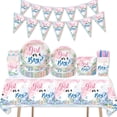 thumbnail image 3 of Decoraciones de fiesta de género, vajilla desechable, plato de papel para Baby Shower, taza, servilleta, mantel, suministros para fiesta de niño o niña, 3 of 4