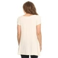 thumbnail image 4 of Women's Solid Casual Short Sleeve Loose Fit pockets Knit Tunic Top S-3XL, 4 of 4