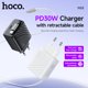 thumbnail image 2 of Cargador HOCO N58 30W PD de carga rápida QC3.0, cargador USB tipo C para iPhone 16 15 Pro max Huawei con cable retráctil, 2 of 5