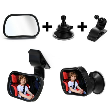Car Safety Back Seat Rearview Baby View Mirror 2 in 1 Adjustable Baby Rear Convex Mirror Car Baby Kids (Best Place For Car Seat In Backseat)