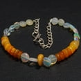 thumbnail image 2 of Ethiopian Opal 5-8mm Mix Shape Smooth Cut Beads 7 inch Adjustable Silver Plated Clasp Bracelet for men, women, unisex. Link Chain Stacking Bracelet.|LINK_02635, 2 of 4