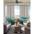 thumbnail image 4 of Teal Beige Ombre Blackout Curtains 45 Inches Long for Bedroom, Minimalist Ocean Waves Linen Thermal Insulated Room Darkening Black Out Window Curtain Panels Grommet Drapes for Living Room, 4 of 8