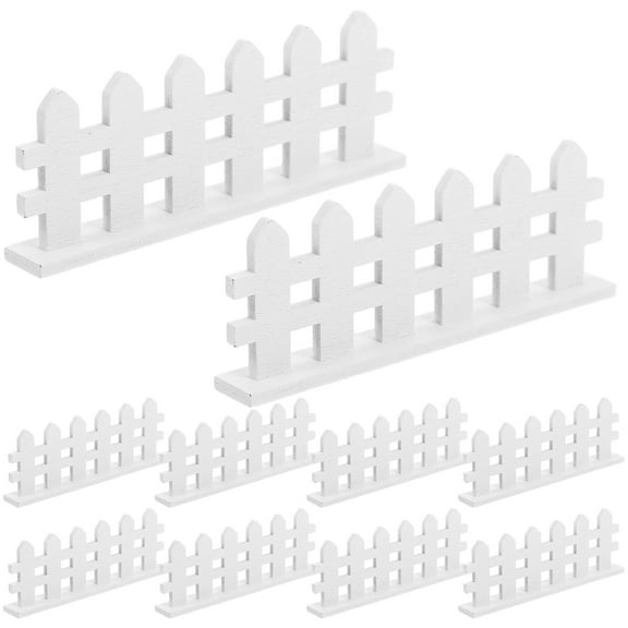 FRCOLOR White Wood Mini Fence Panels for Garden Landscape and DIY Projects 10Pcs