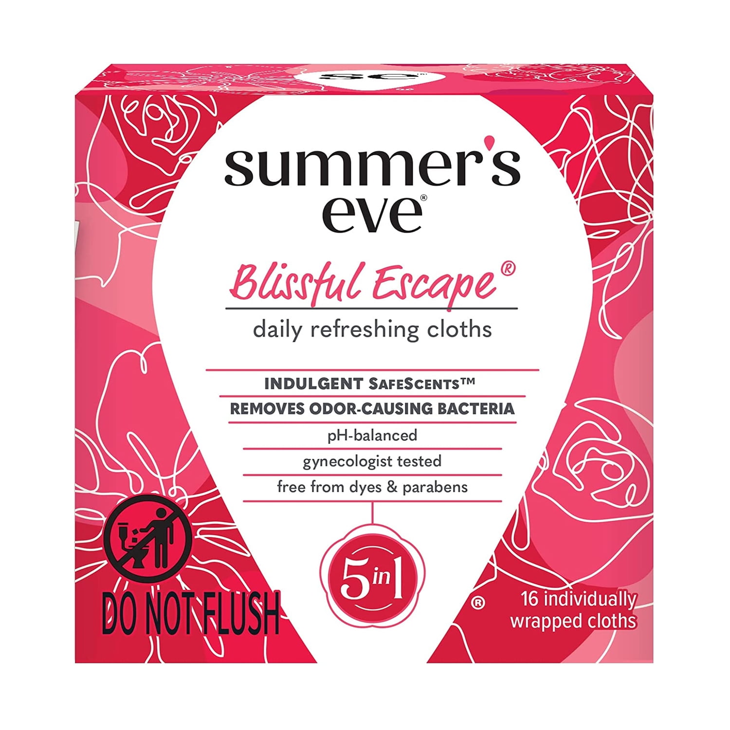 Summers Eve Blissful Escape Feminine Cleansing Wipes 16count,Pack of 3