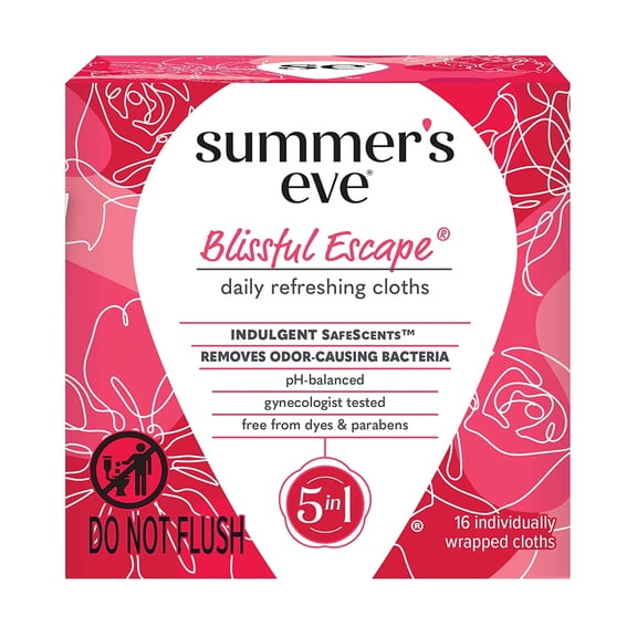 Summers Eve Blissful Escape Feminine Cleansing Wipes 16count