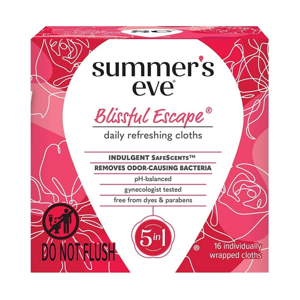 Summers Eve Blissful Escape Feminine Cleansing Wipes 16count,Pack of 12