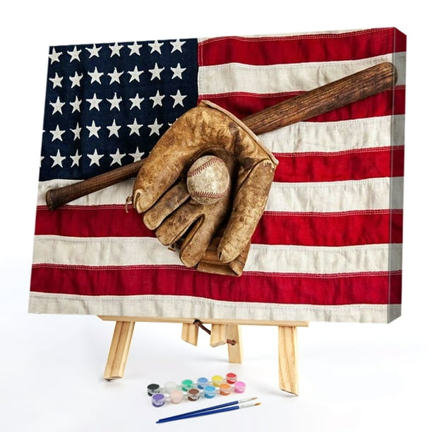 Cuadros Decorativos Guante de béisbol sin marco Pintura al óleo por números Kit Arte pintado a mano Artesanía Tmvgtek embutido en tela