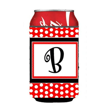

Letter B Initial Monogram - Red Black Polka Dots Can or Bottle Hugger