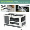 Pawhut Wooden Rabbit Hutch Bunny House Elevated Pet Cage Small Animal Guinea Pig Habitat with Slide-out Tray Lockable Door Openable Top for Indoor 40" x 23.5" x 25" Gray