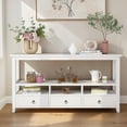 thumbnail image 2 of GZXS Farmhouse Console Table with 3 Drawers, 57.9 Inch Entryway Table with Storage Shelves, Behind Couch Table for Hallway, Foyer, Living Room, White, 2 of 7