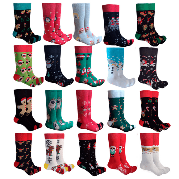 Calcetas Vestir Navideñas Mad Socks Algodón Moda 10 Pares Calcetines vestir divertidos navideños