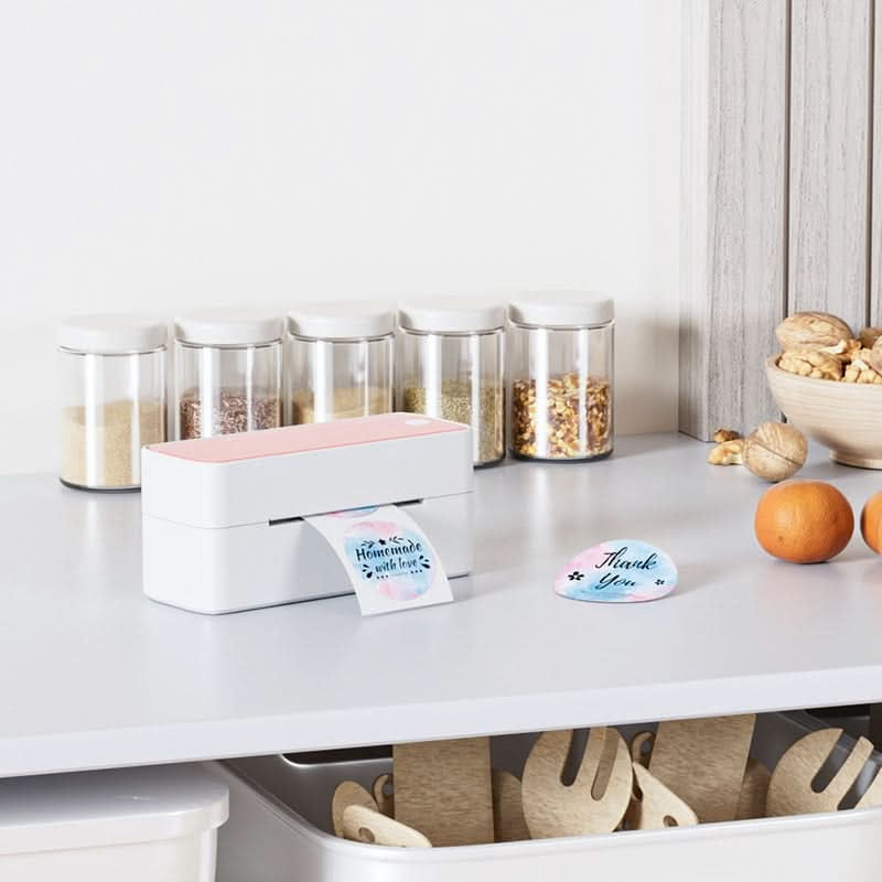 Phomemo Shipping Label Printer - 241BT 4X6 Wireless Thermal Label Printer, Bluetooth Thermal Label Printers for Small Business, Compatible with iPhone, Android, Amazon, Shopify, UPS（Pink）
