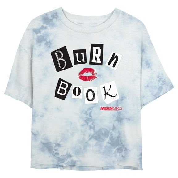 Junior's Mean Girls Burn Book Graphic Crop T-Shirt White/Blue Medium