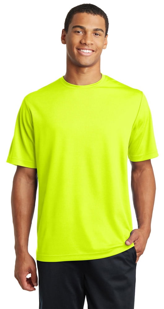 SportTek ST340 PosiCharge Mens RacerMesh TShirt Neon Yellow Large