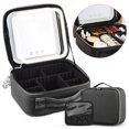 thumbnail image 1 of Riwcyla Travel Makeup Train Case with Mirror LED Light Adjustable Brightness Large Capacity Cosmetic Bag Organizer Portable Storage Adjustable Dividers for Cosmetics Makeup Brushes Toiletry Jewelry, 1 of 6