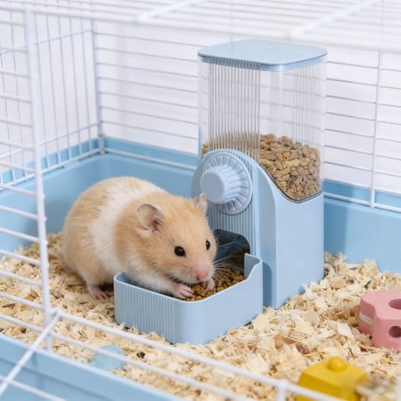 Pet Feeder, Wall Mounted Automatic Food Water Dispenser, Dual Function Auto Supply Station, Space Saving Feeding Unit for Hamsters Rabbits Small Dogs Kittens and Indoor Small Pets