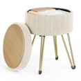 SONGMICS Vanity Stool Chair, Small Ottoman Stool with Storage, Velvet