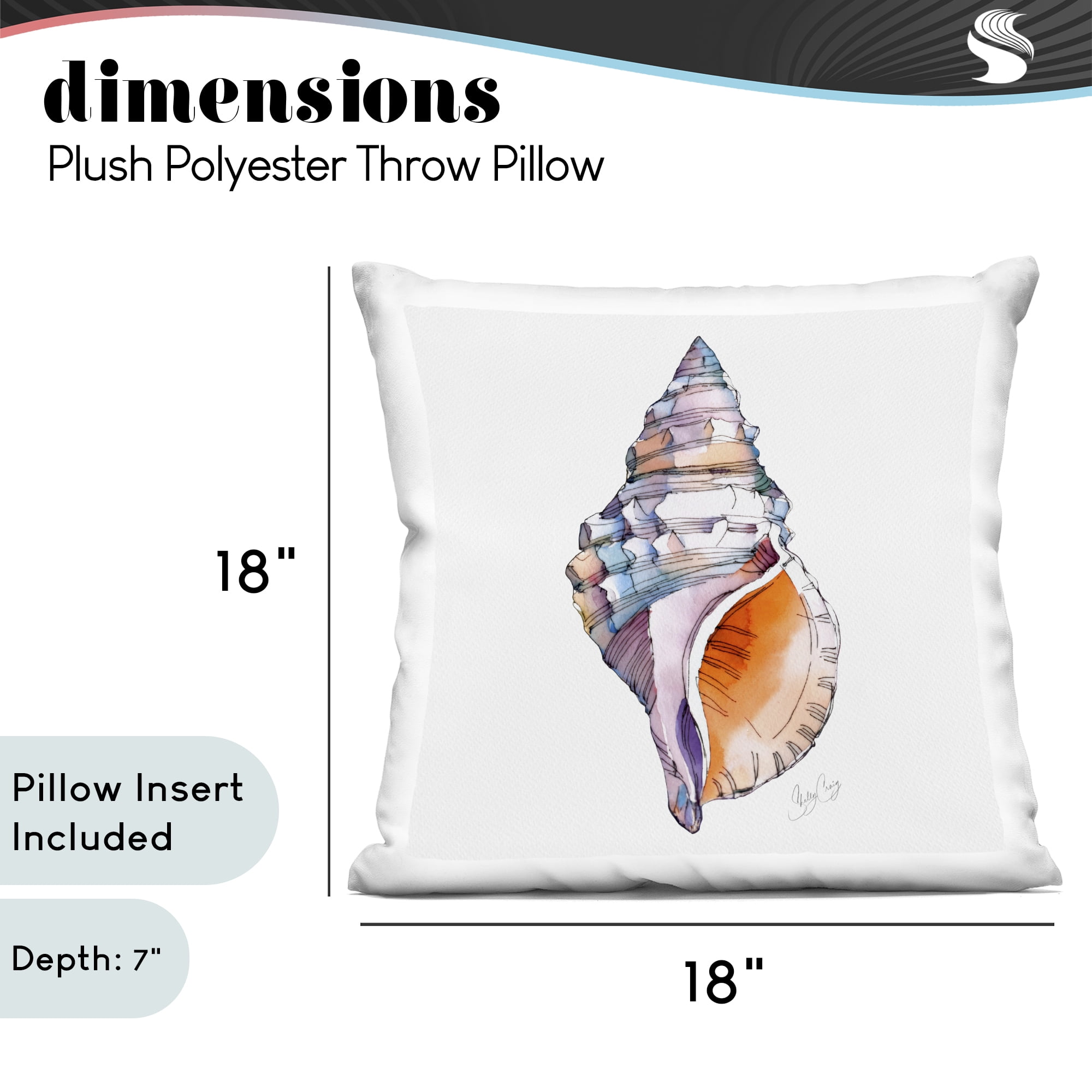 Stupell Industries Sunrise Conch Shell Decorative Printed Throw Pillow, design by Shelly Craig, 18 x 7 x 18