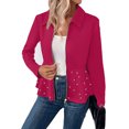 thumbnail image 6 of Women's Plus Size Heavy-Duty Beaded Jacket - Fashion Elegant Solid Color, Rose Red, XXL, 6 of 6