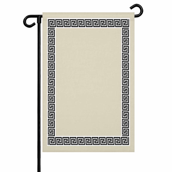 Garden Flag Double-Side Printed House Flag Geometric Greek Key Design Yard Flag Beige Welcome Banner Decor Outdoor Holiday Decorations 12*18in